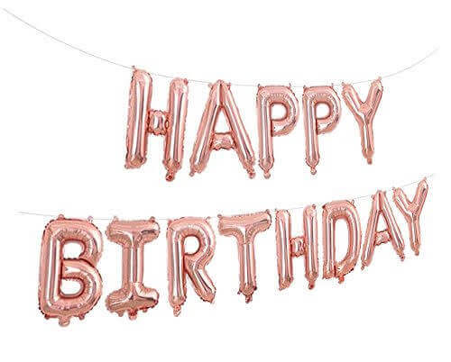 HAPPY BIRTHDAY ROSE GOLD BALLOON BANNER