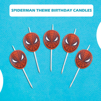 Spiderman Theme Birthday Candles - 5PC