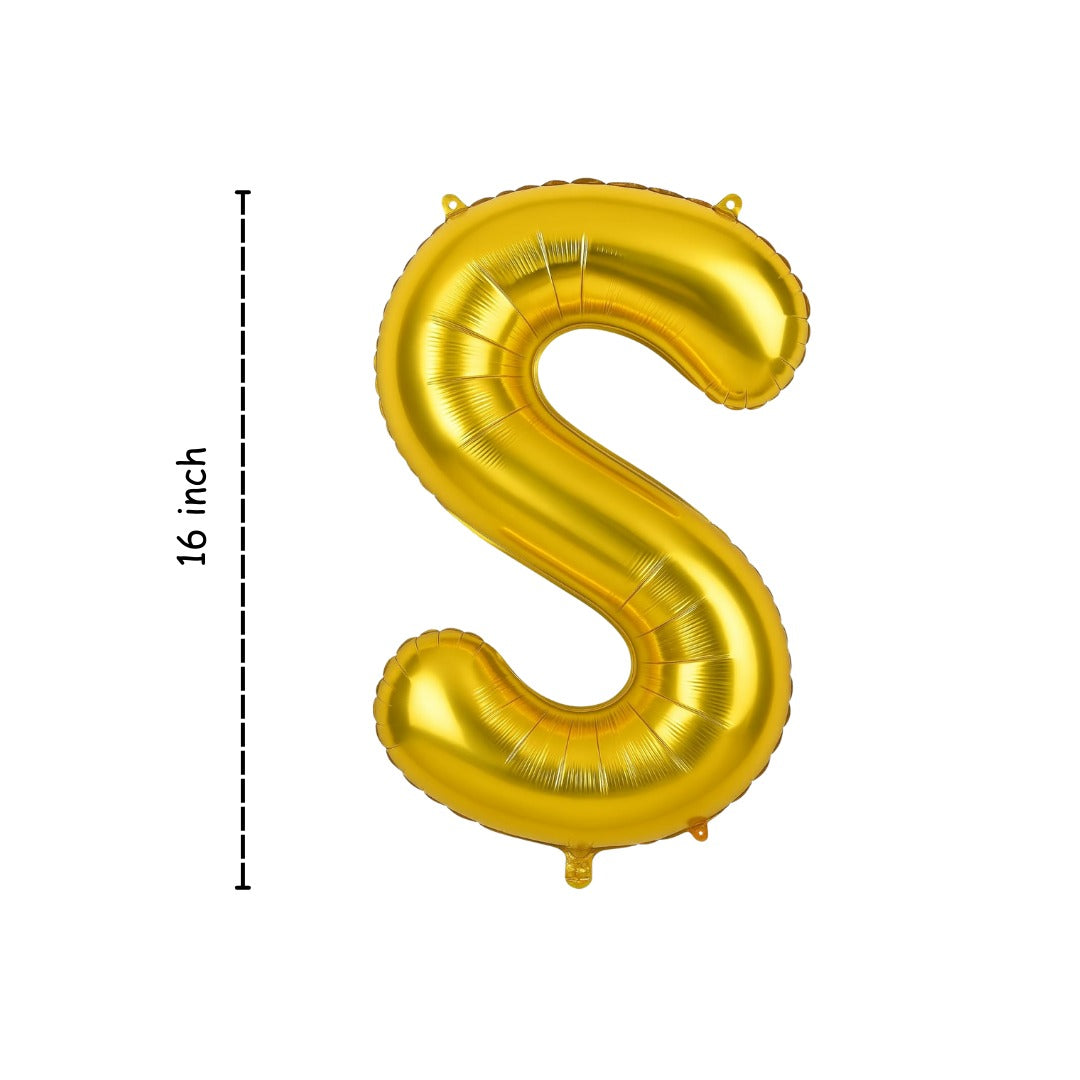 16 Inch Letter S Gold Foil Balloon for Birthday Party Decoration