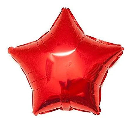 Red Star Shaped Foil Balloon - Helium Quality - 18 inches - 1PC