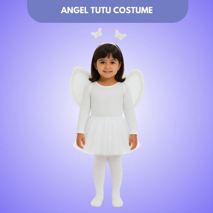 Angel White Wings with Tutu Skirt and Wand
