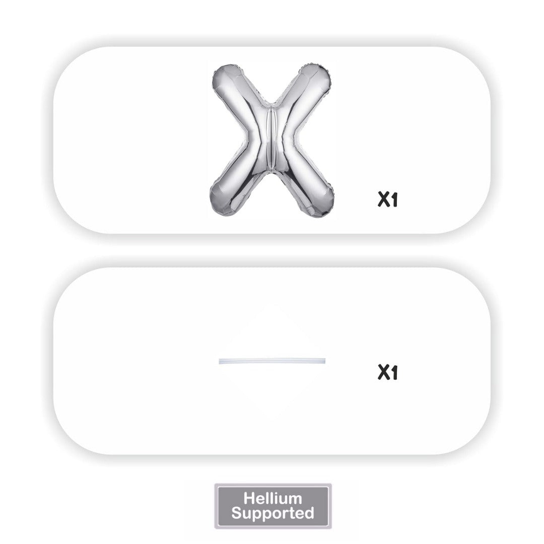 Silver Alphabet X Foil Balloon 16 Inch