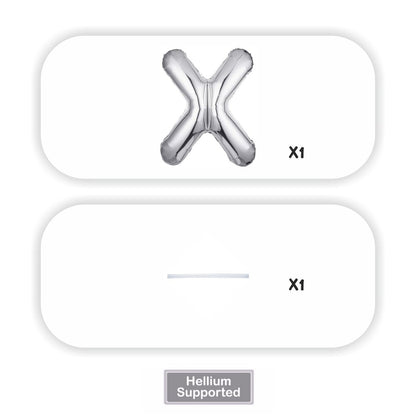 Silver Alphabet X Foil Balloon 16 Inch
