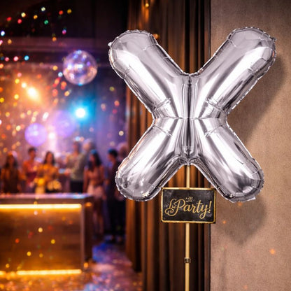 Silver Alphabet X Foil Balloon 16 Inch