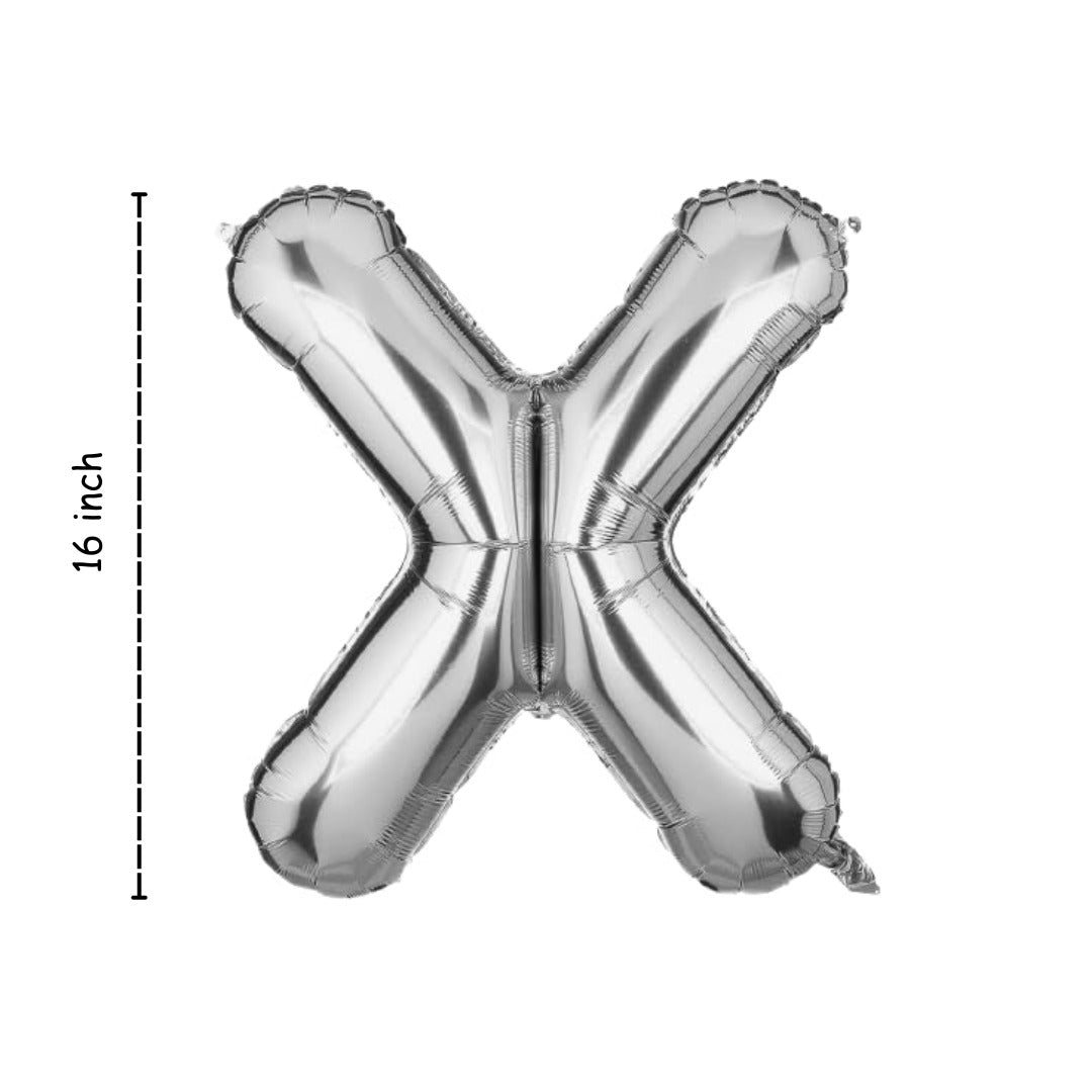 Silver Alphabet X Foil Balloon 16 Inch